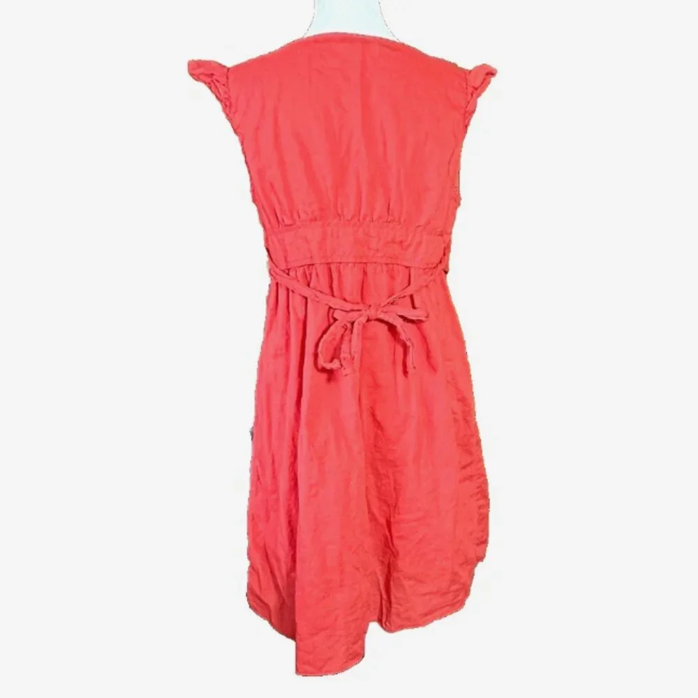 Vintage Y2K Old Navy Orange Gauze Mini Dress Womens S Boho Coastal Festival